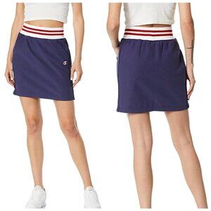Champion Red White And Blue Fleece‎ Lined Reverse Weave Stripe Mini Skirt Size S
